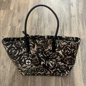 Kate Spade Black and White Floral Tote Bag